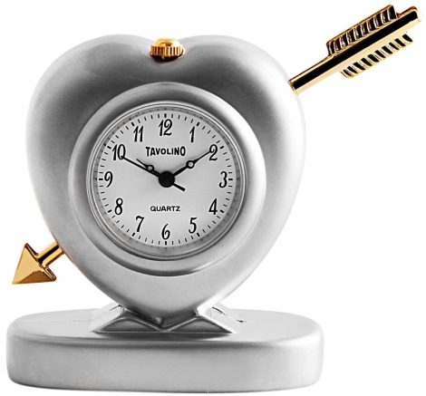 Tavolino miniatűr szív óra nyíllal